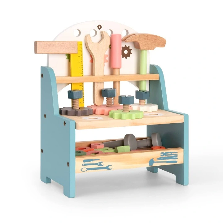 Hot Sale Gift Wooden Play Tool Workbench Construction Toy for Kids Toddlers