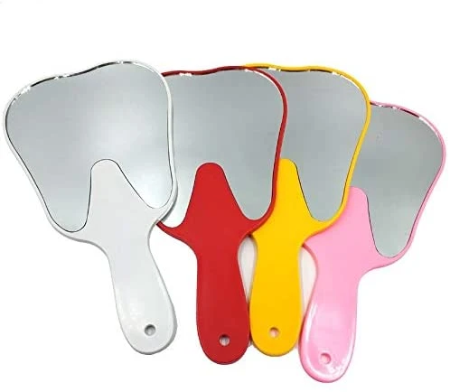 Colorful Tooth Shaped Plastic Hand Mirror with Handle