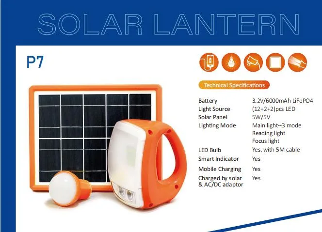 2023 Nuevo Diseño Lanten solar portátil con cargador de móvil/luz de la lectura de la luz de linterna/Sistema de luz solar