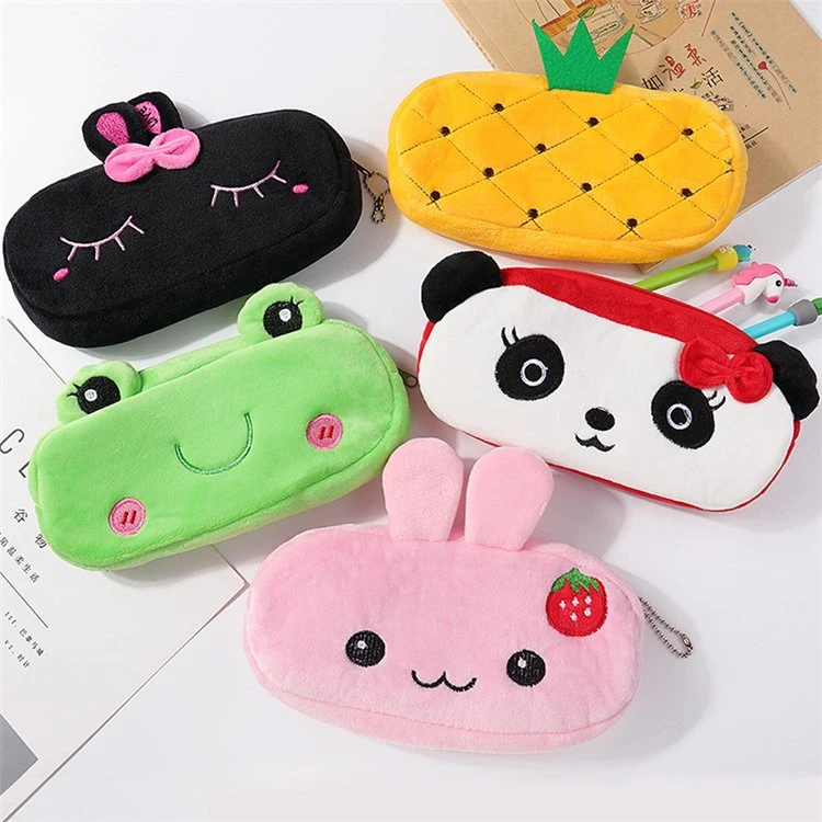 Wholesale/Supplier Cute Flannelette Stationery Pencil Case Animal Shape Large-Capacity Pen Bag