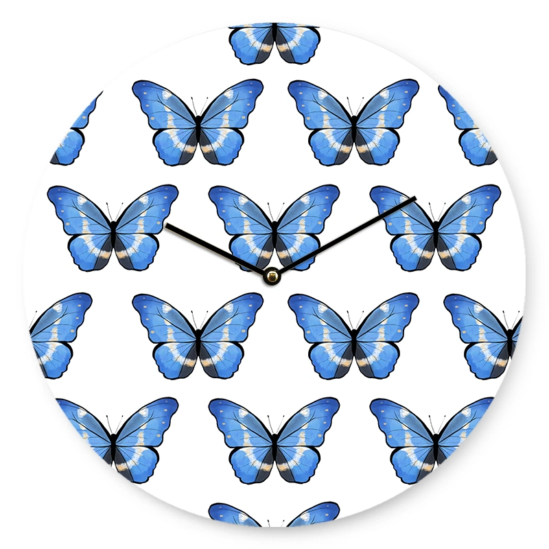 Customized Art Clocks Cartoon Wall Clock Animal MDF Cute Decoration Wall Clock Butterfly