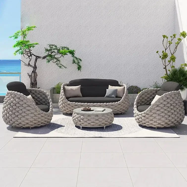 Outdoor Furniture Rope Rattan Wicker Woven Weaving Garden Sofa Patio Sofa Outdoor Furniture Set