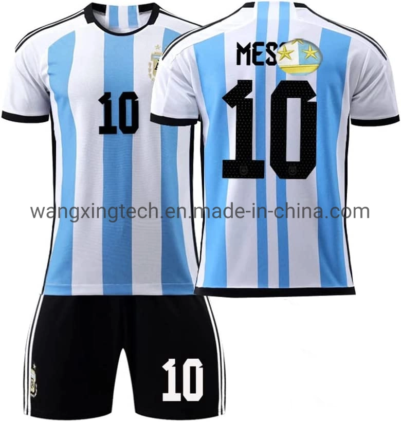 3 étoiles #10 football football Argentine Maillot de football 2022 WC Ensembles de chemises en jersey pour garçons, jeunes