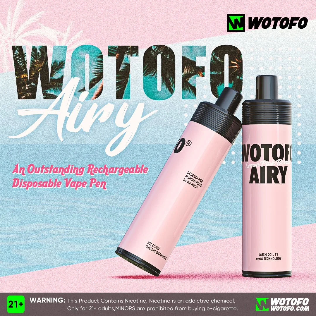 Wotofo Airy Dtl Disposable/Chargeable Device Pen Hookah Rechargeable 1000 Puffs Lio Boom Cartridge 12ml E Eliquid Vape Juice Wholesale/Supplier E Cigarette