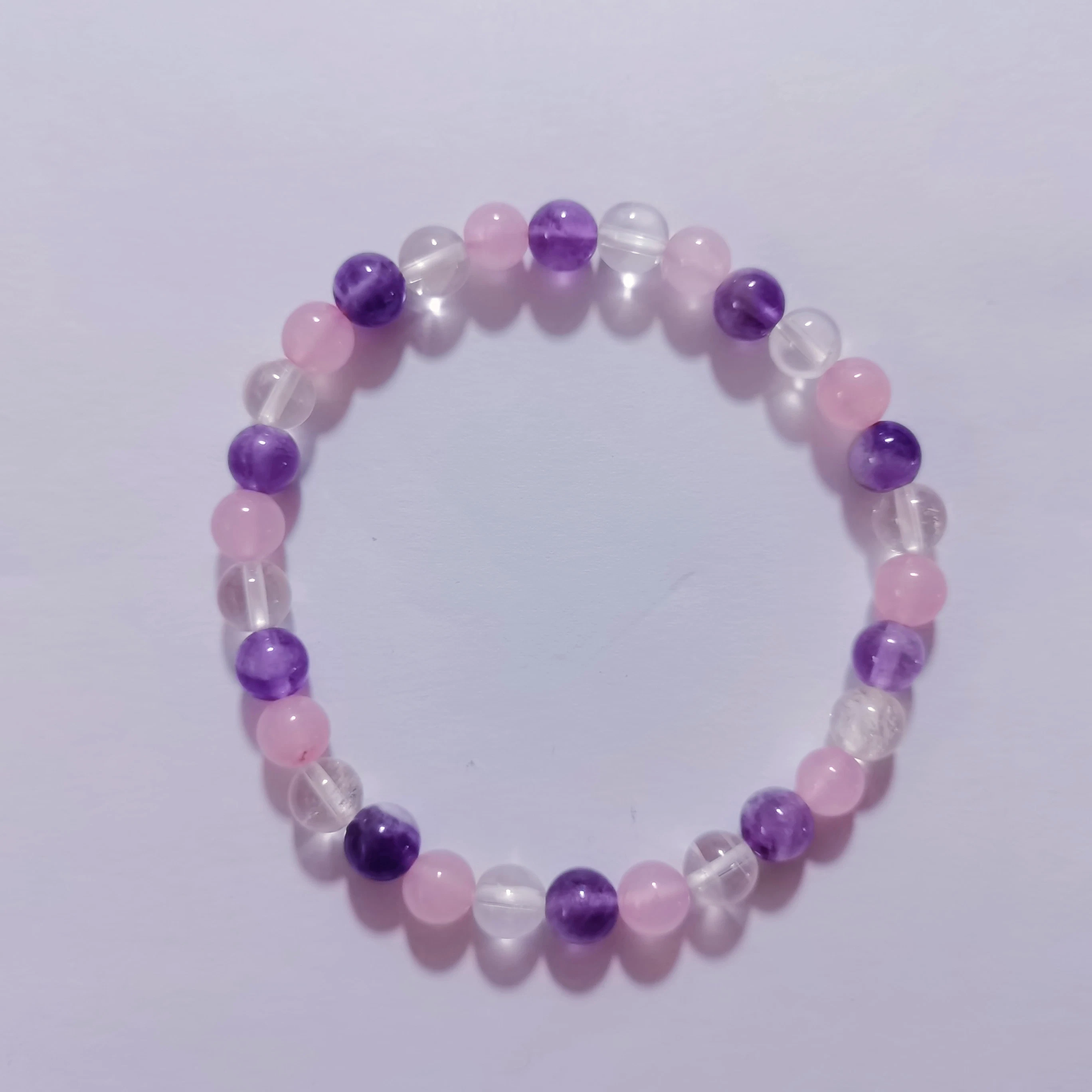 Semi Precious Stone Natural 6mm 8mm Crystal Rose Quarts Amethyst Bracelet Charming Bracelet Jewelry