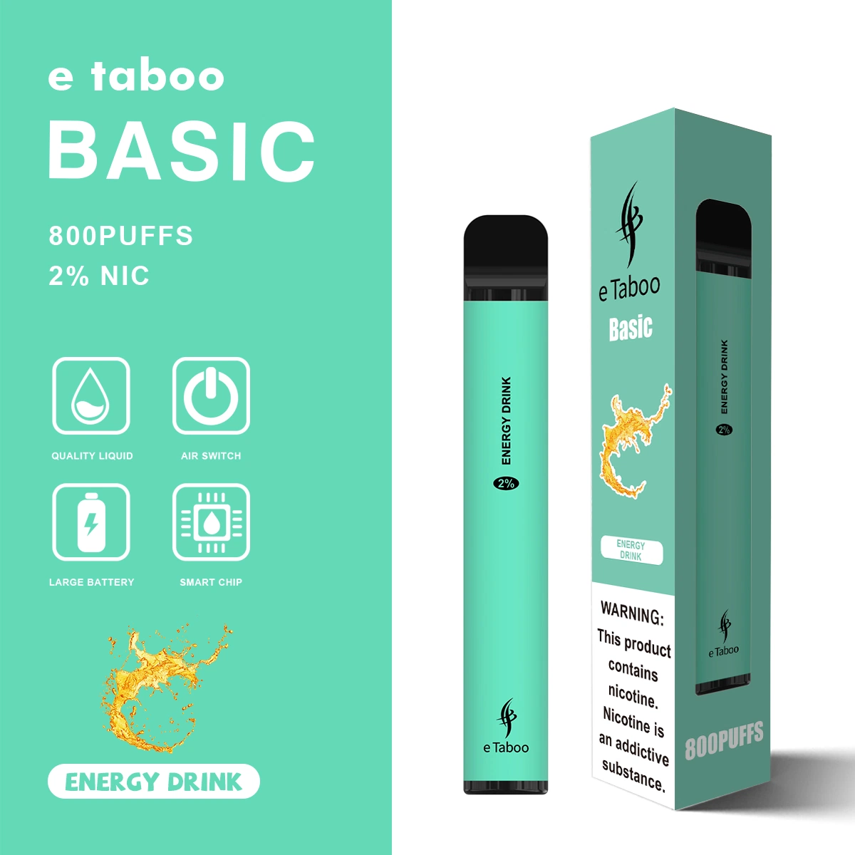 Одноразовый контейнер для обезьян Etaboo Basic 1000 Puff 0% 2% 5% Горячий пик E Cigarette Elfa Pen Hookah Amazon Vape Bar Фильтр-пакеты