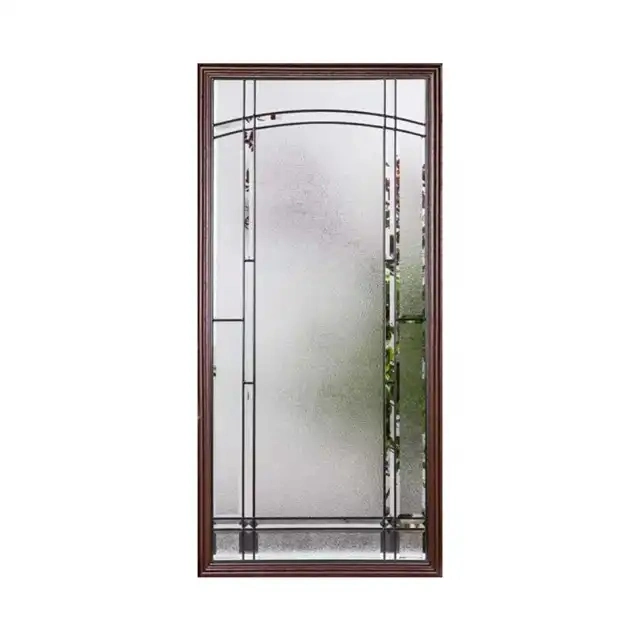 Gardens Wood Door Flower Pattern Frosted Building Art Decorative Glass