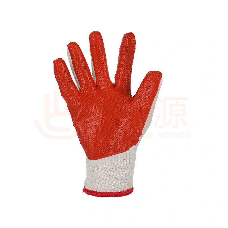 Factory Supplier 10g Cotton Yarn Natural Rubber Coating Safety Working Gloves