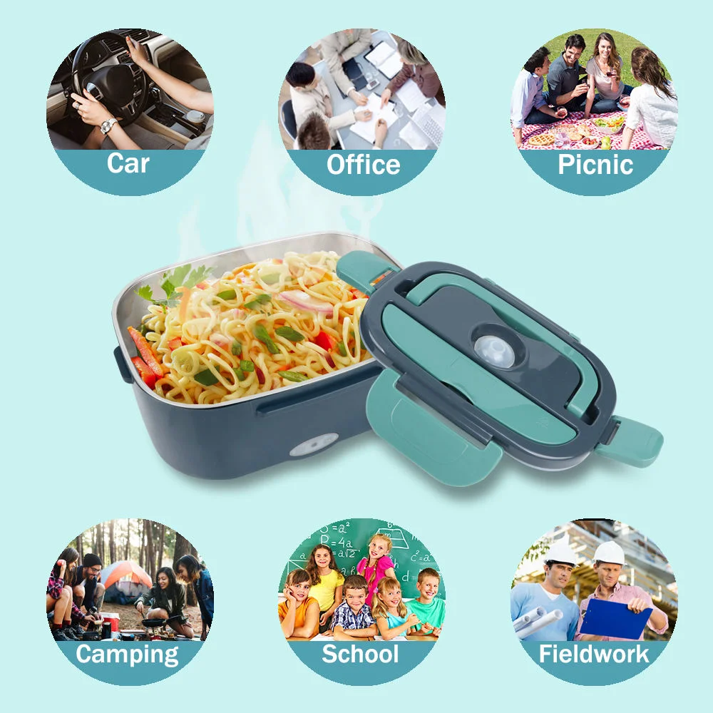 1.5L Stainless Steel Portable Electric Food Container Heating Lunch Box Food Warmer with Carry Bag