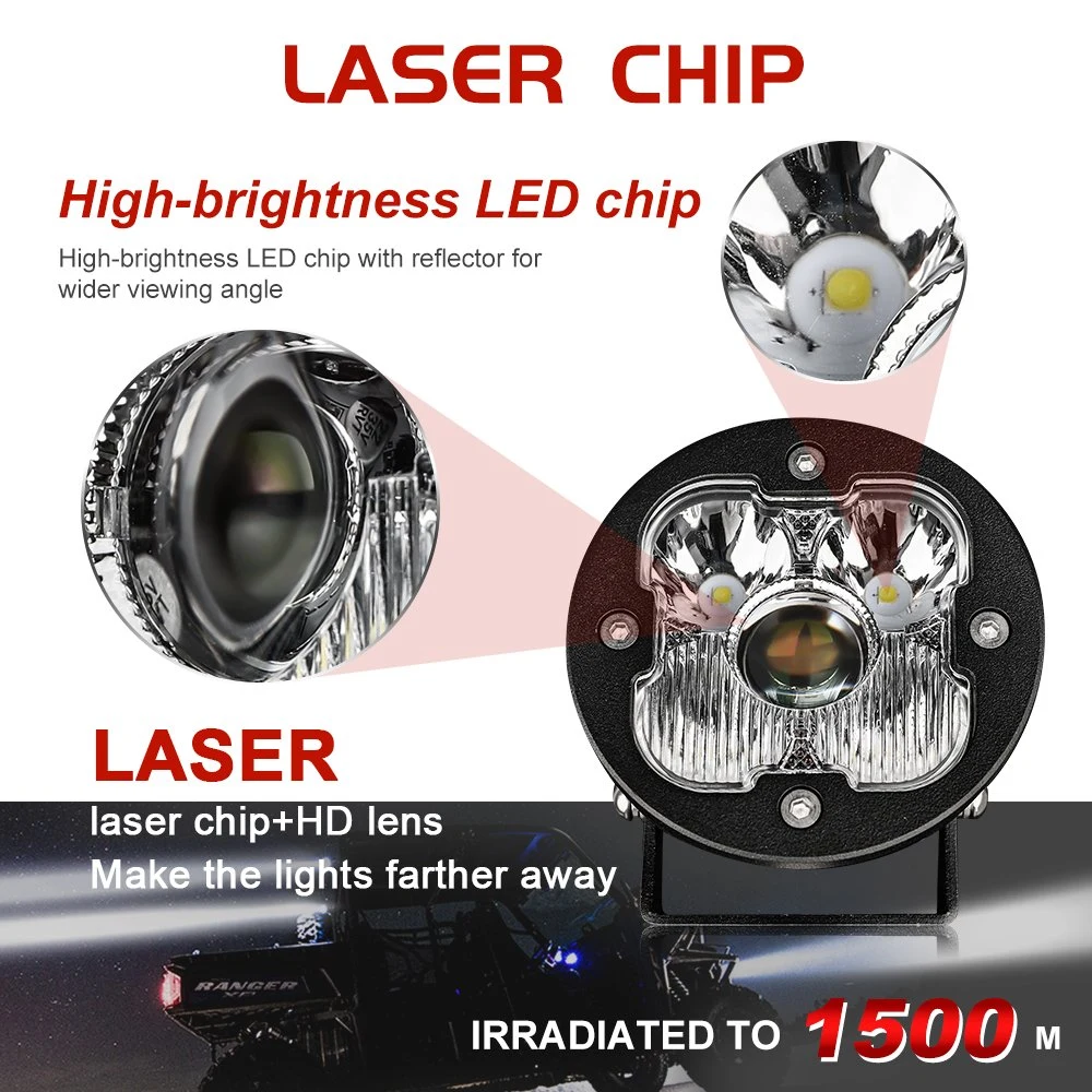 High Power 1400 Meter Beam Car LED Driving Lamp, 50W off Road Track 4X4 3'' Inch Laser LED Work Light