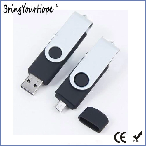 ذاكرة OTG USB سعة 16 جيجابايت طراز 2.0 باللون الأسود