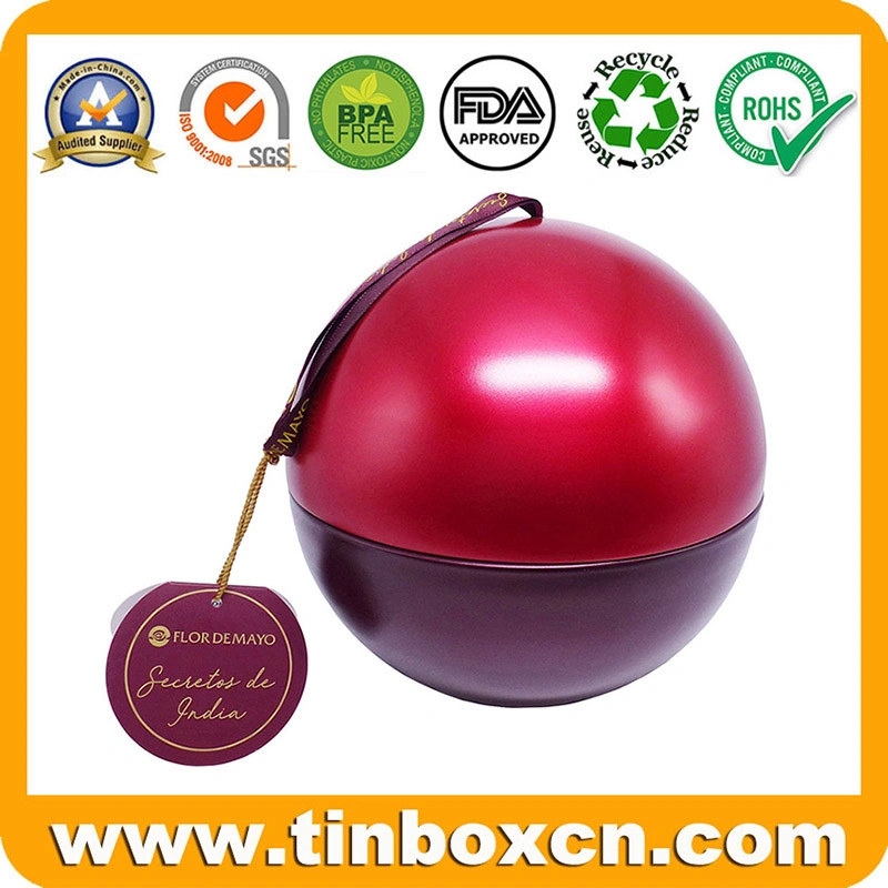 Mini Christmas Ball Tin for Candy Chocolate, Metal Gift Box