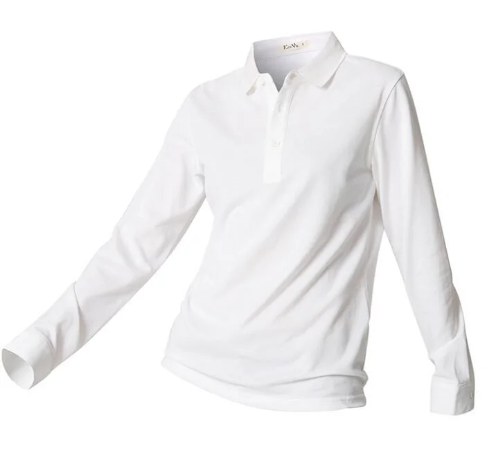 100% Cotton Long Sleeve Pure Color Polo Shirts