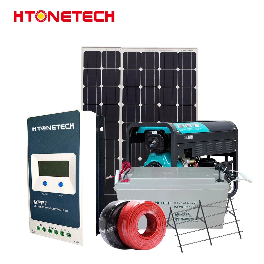 Htonetech 3kw 5kw off Grid Solar System Complete Kit China 5000W 45039W Mono Perc Solar Panels Single Face 9.6kw Diesel Generator Solar Energy System 1kw