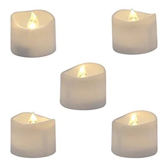 Operated Flameless LED Tea Light for Seasonal & Festival Celebration, Pack of 12, Electric Fake Candle in Warm White and Wave Open