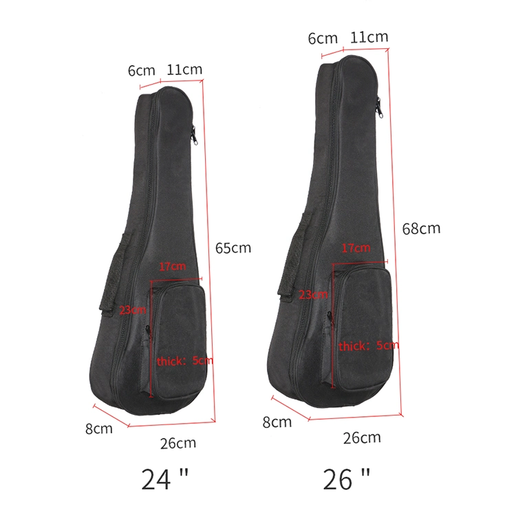 Fabrik Günstige Preise Zoll Bunte Gitarrentaschen 24/26inch Black Ukulele Tasche Musikinstrumente Zubehör Ukulele Koffer