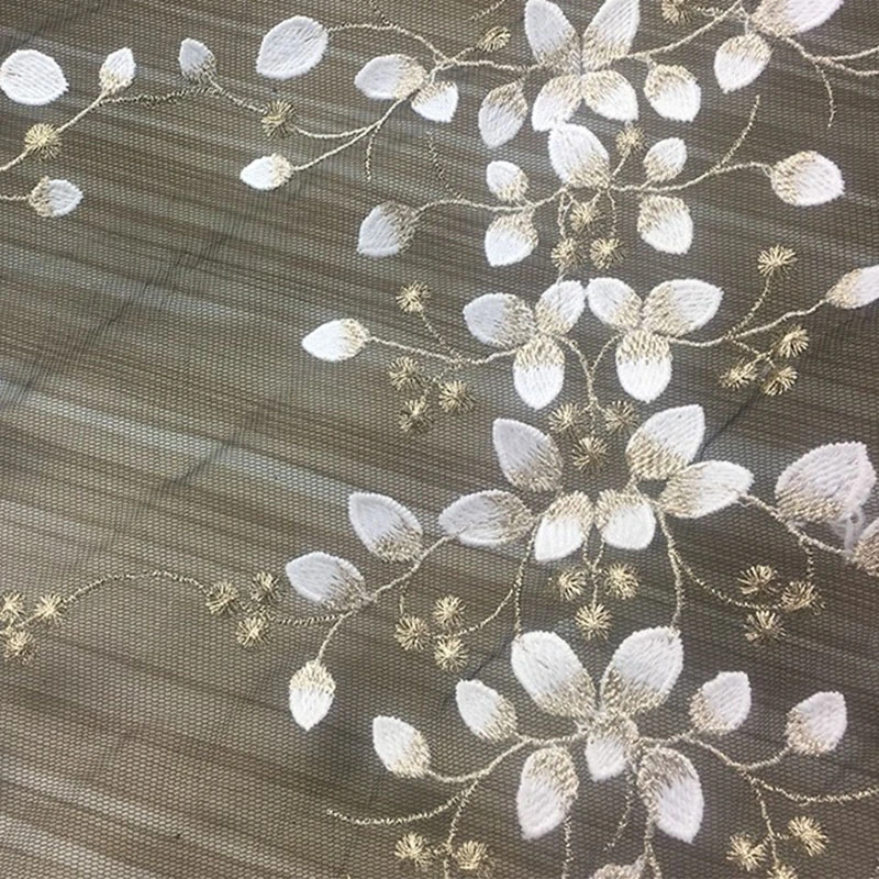 K1088 New Gold Thread Embroidery Three-Dimensional Pattern Mesh Fabric Dress DIY Accessories