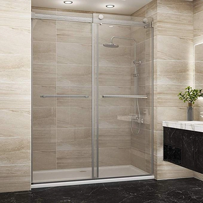 Bathroom Sliding Door Chrome Frame 6mm Tempered Glass Shower Door