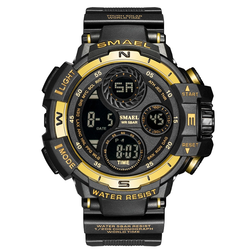 Black&Gold Single Display Large Dial Sports Watch Cross-Border Hot Selling Watch