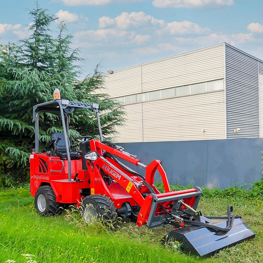 Aprovado pela CE pequena fazenda 0.6Ton carregadora de rodas Mini-carregador compacto com cortador de relva