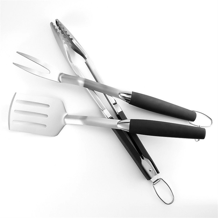 Custom Logo Grill Set Heavy Duty BBQ Accessories Spatula, Fork BBQ Tongs Stainless Steel Grill Tools