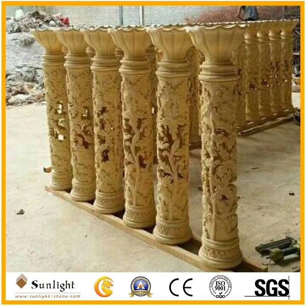 Cheap Art Garden Decoration Sandstone Pillar Carving