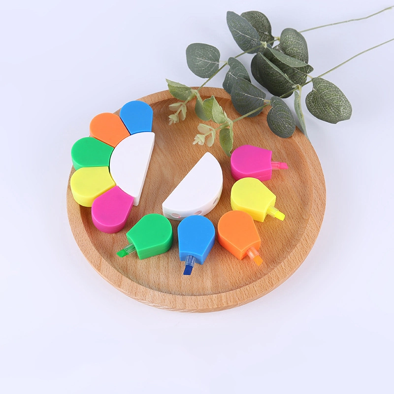 Customized Logo Flower Shaped Highlighter Pen Watercolor Fluorescent Marker Pen Office School Stationery