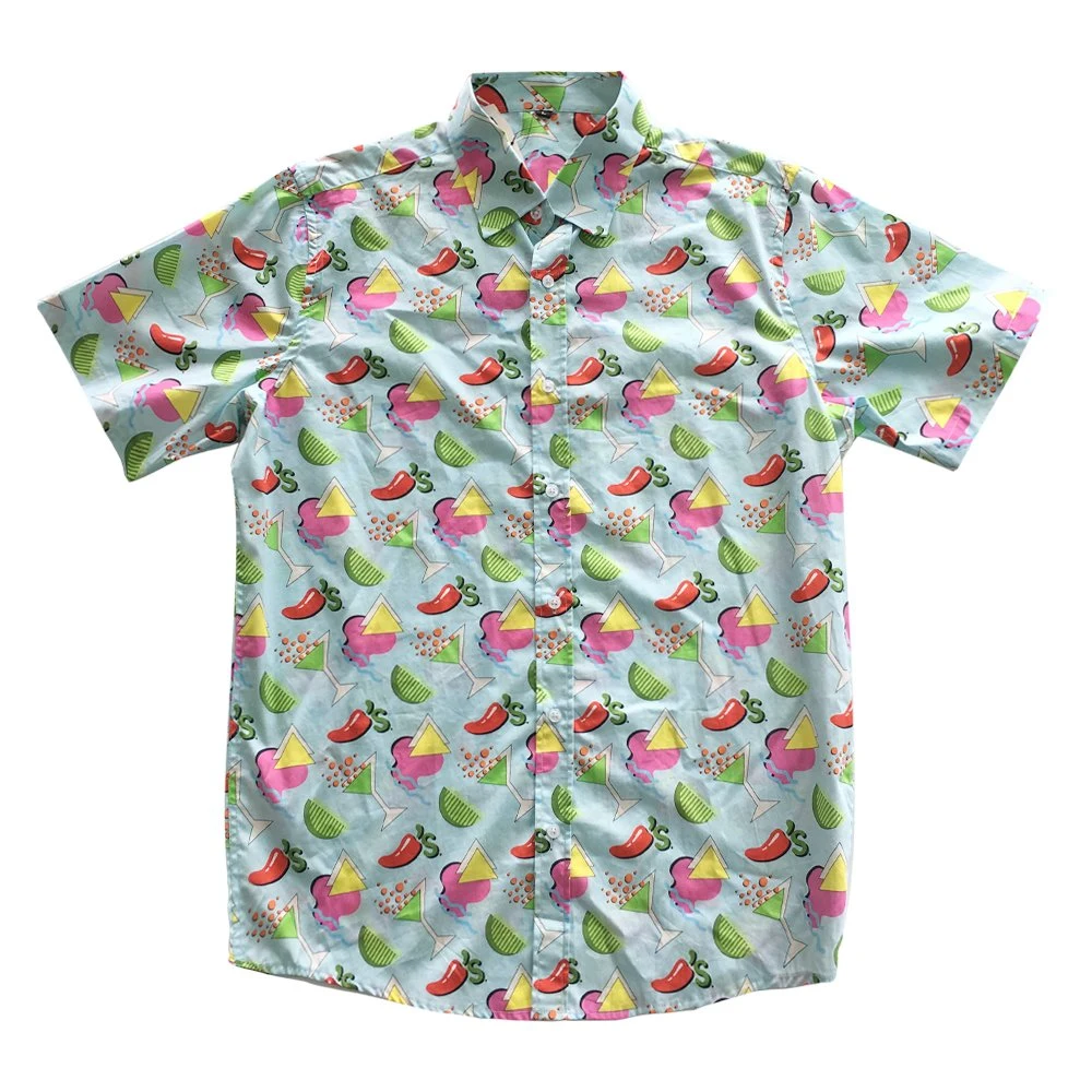 Short Sleeve Shirt Men Fashion Beach Slim Слифт Летняя блуза Мужской гавайский стиль Leaf Print