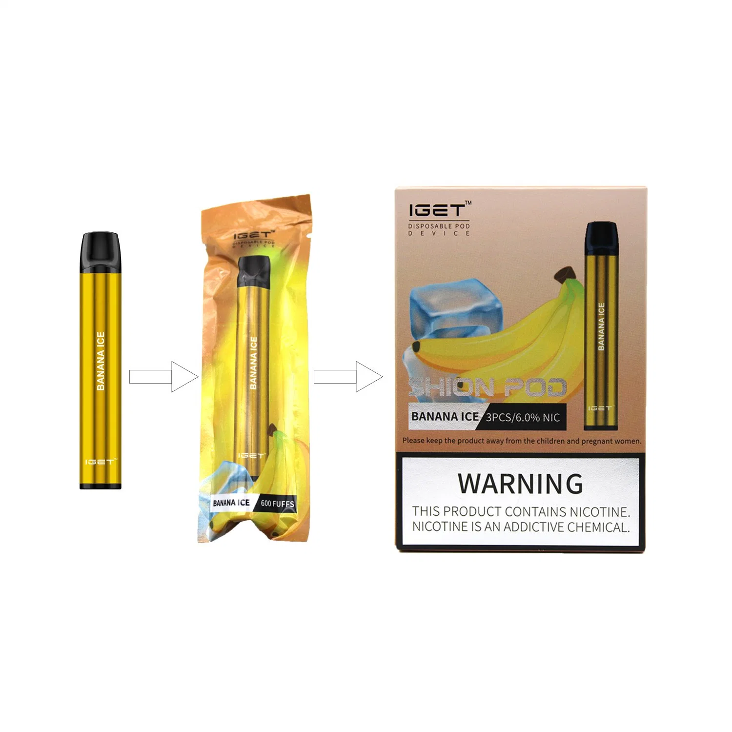 100% Original Quality Supply 2.4ml 600 Puff Bulk Price Iget Shion Disposable/Chargeable Vape Pen