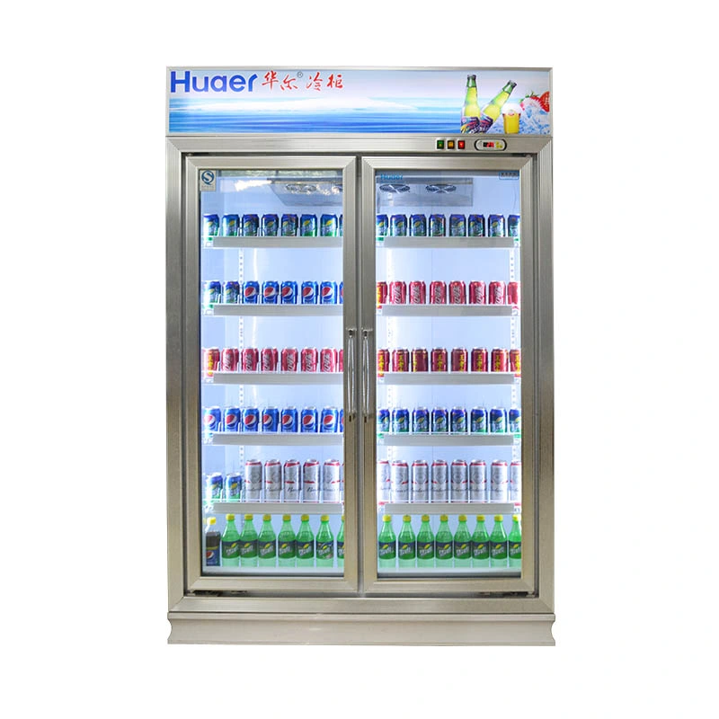 2 Glass Door Display Cooler / Display Fridge Cooler Chiller/ Beverage Air Commercial 2 Door Drink Fridge for Us Standard