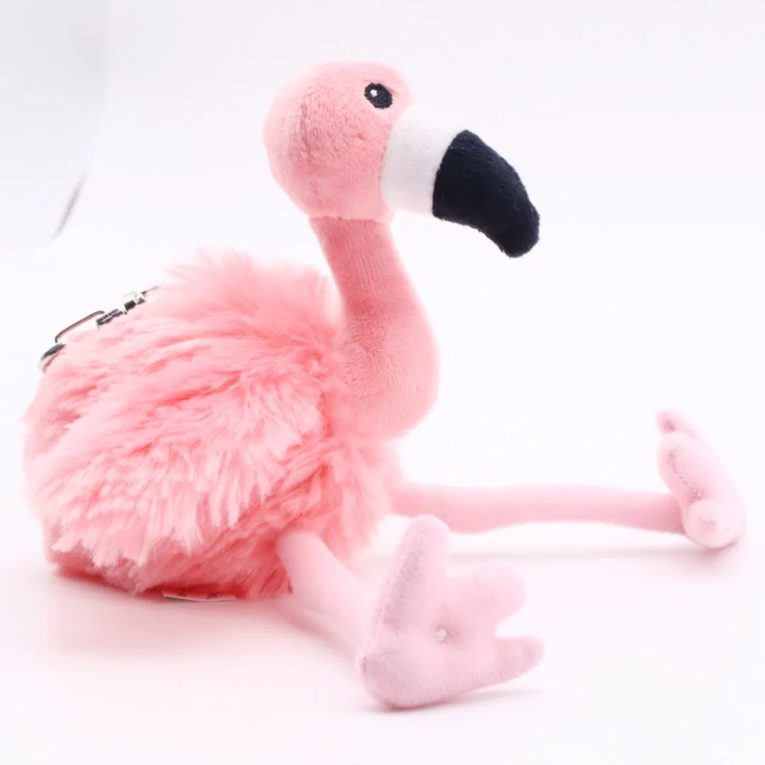 Wholesale/Supplier Plush Toys Custom Lifelike Animal Pink Flamingo Birds Keychain Key Ring for Bag 12cm Soft Stuff/Stuffed Backpack Key Chain Key Clip