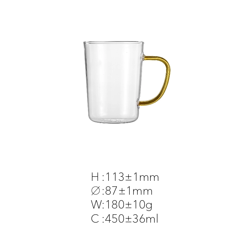 Bulk Glass Coffee Mug Clear Beer Mug Water Glass Tea Cups Drinking Handle Mug