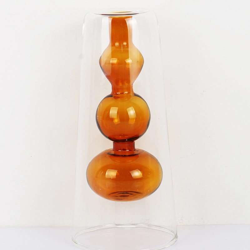 Custom Aromatherapy Bottle Hand-Made Double-Layer Hydroponic Glass Vase