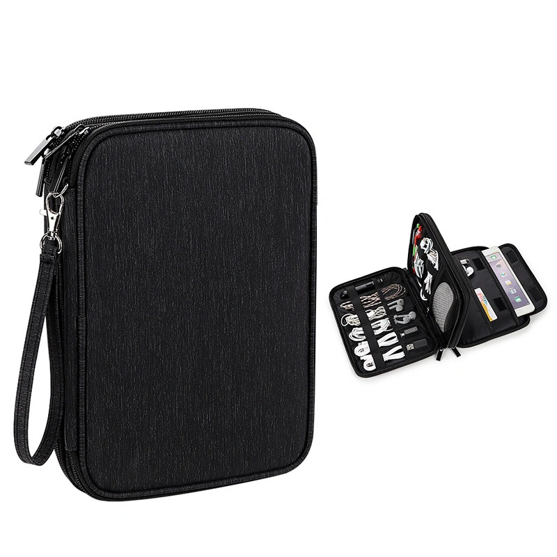 Portable Double Layers Digital Accessories Parts Power USB Cable Data Line Flash Hard Disk Storage Organizer Bag