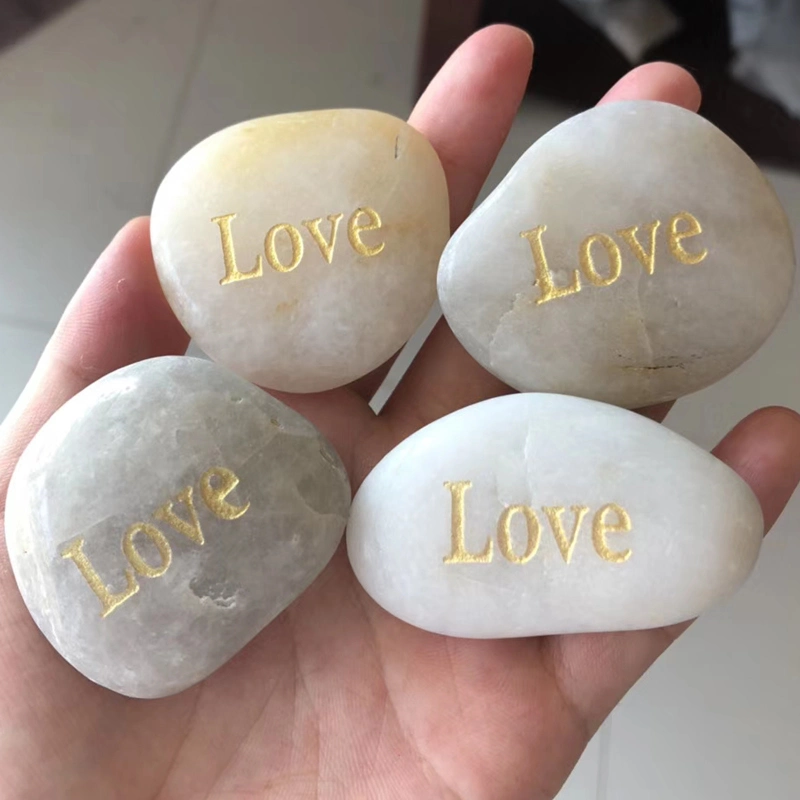 Polished River Rock, Natural River Stones, Engraved Pebble Etched with Word, Letter