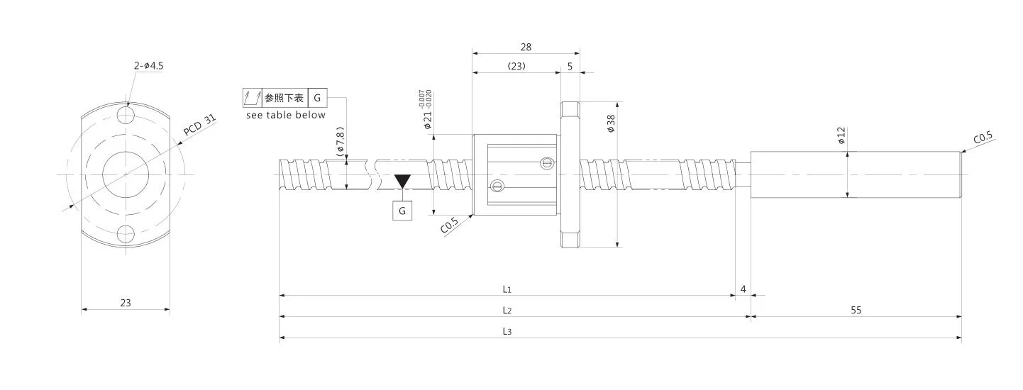 Kgg Machinery Rolled Ball Screw for Precision Actuators (BSD Series, Lead: 4mm, Shaft: 8mm)