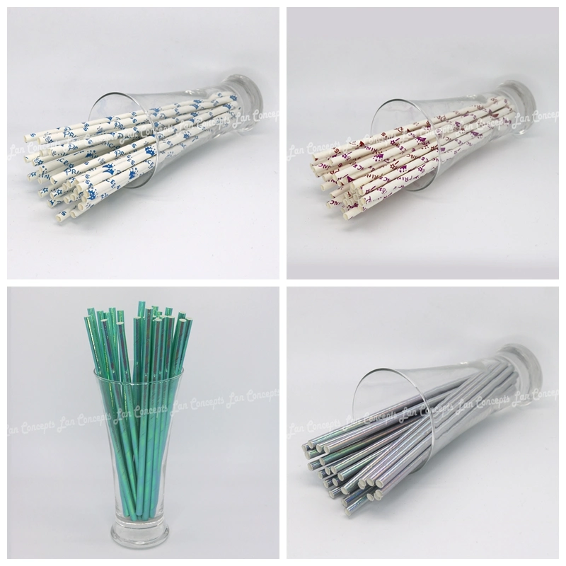 Biodegradable Birthday Party Straws Paper Disposable Drinking Straws Foil Gold Rose Silver Straw