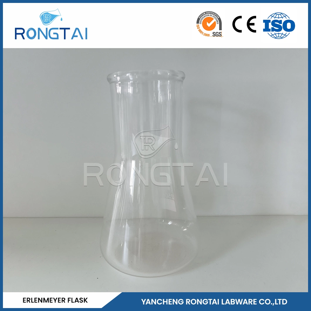 Rongtai 1000 ml Erlenmeyer Fabrication de la chimie conique de la Chine Flacon conique à col large avec graduation