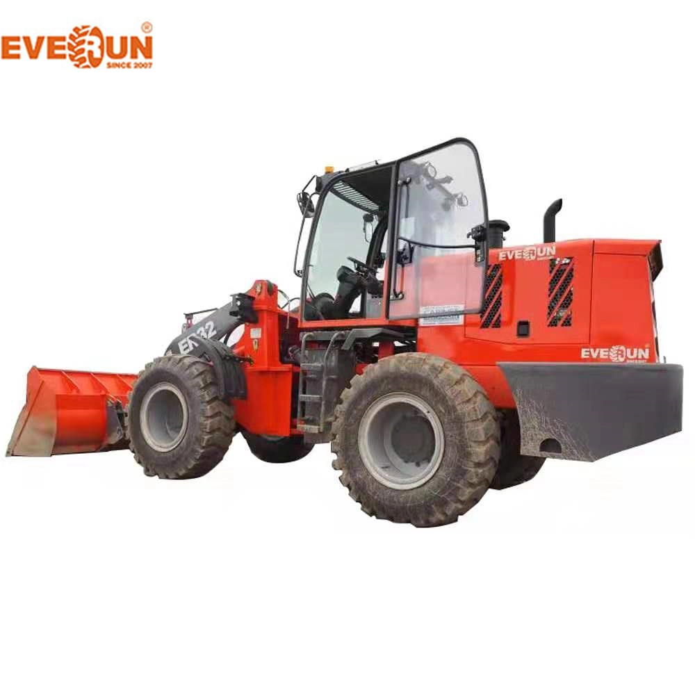 Nuevo diseño Everun Er32 delantero 3.2ton Granja compacto Mini cuchara cargadora de ruedas