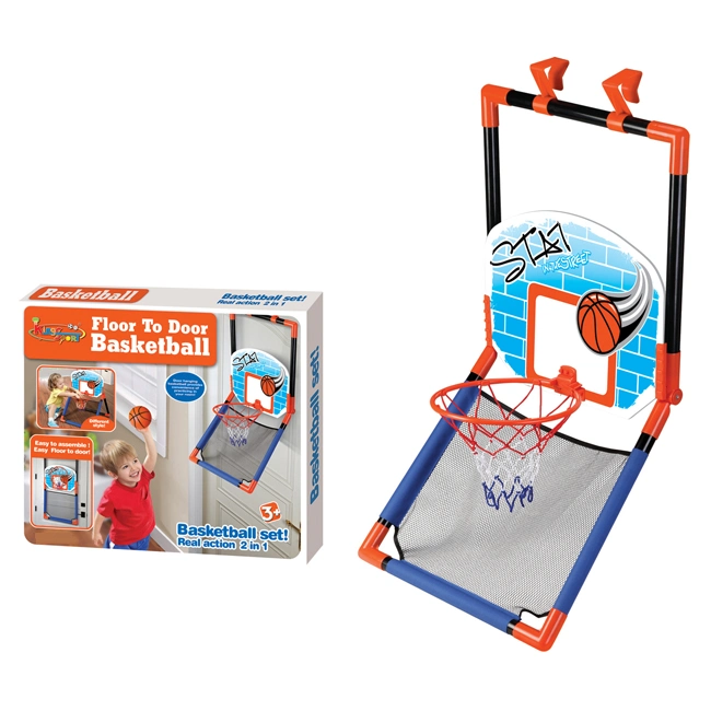 2 in 1 Floor to Door Basketball Hoop Boys Indoor Sports Toy Set Real Action Interesting Kids Toy Basketball