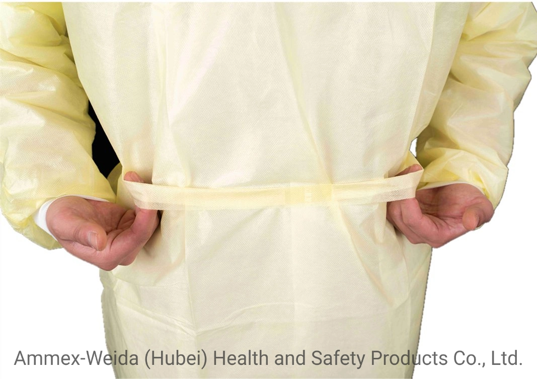 Disposable Good Protective Isolation Gown with Knitted Wrist by SMS Material for Prevent Bacterial and Splash