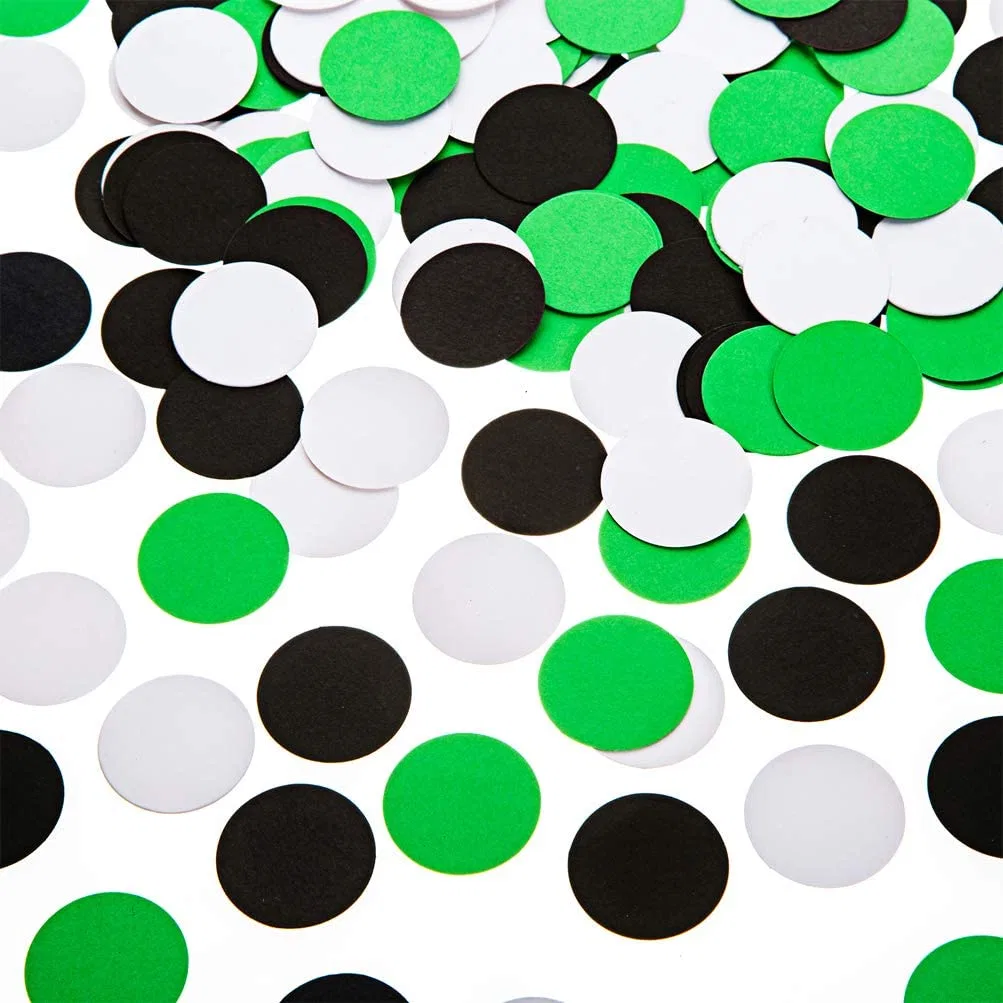 Glitter Paper Confetti Circle Dots for Table Wedding Birthday Party Decoration, 1.2 Inch in Diameter (black, green, white, 200PC)