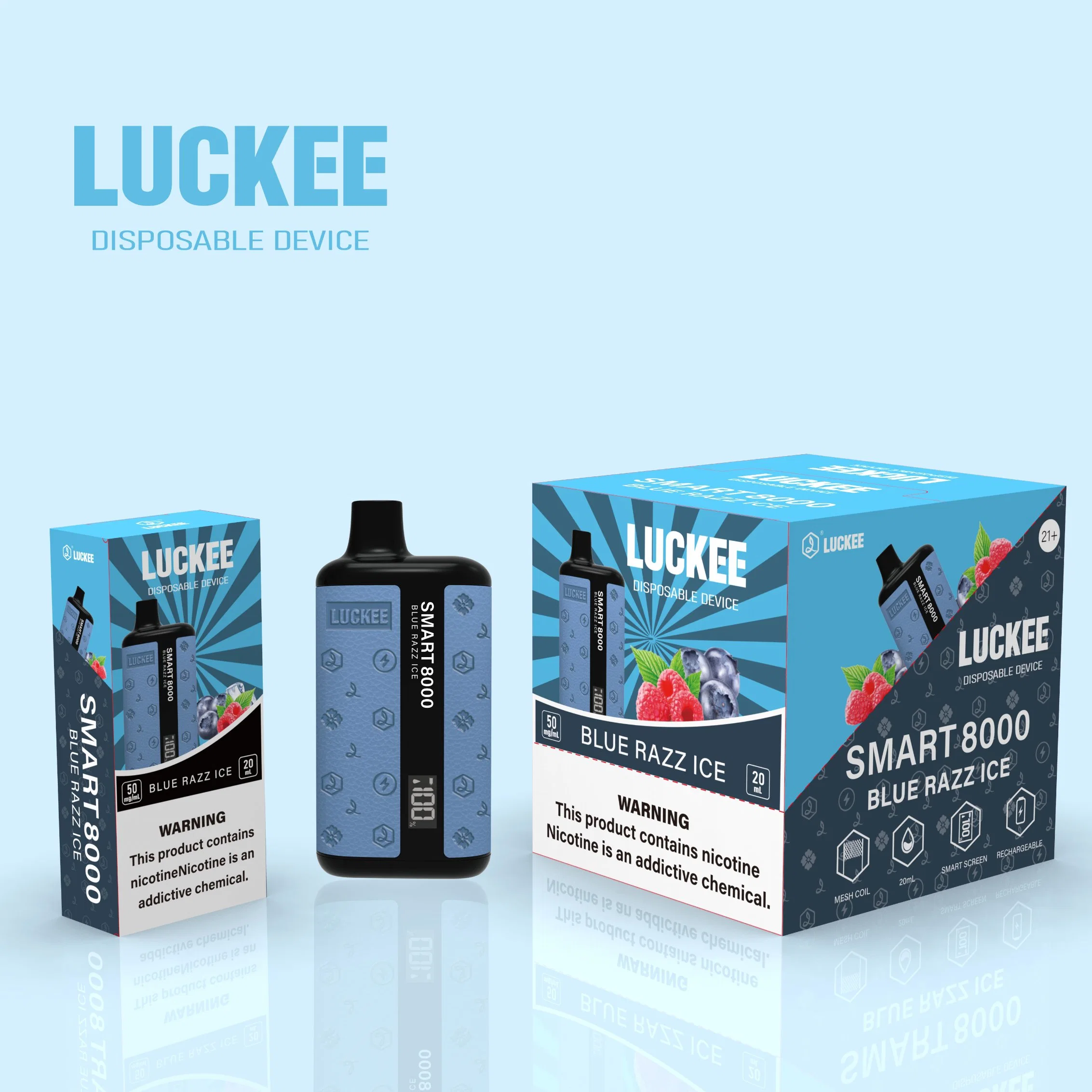 الولايات المتحدة الأمريكية الأكثر شعبية قلم سجائر إلكترونية Luckee Smart 8000 نفخة مع شهادة CE من إدارة الغذاء والدواء