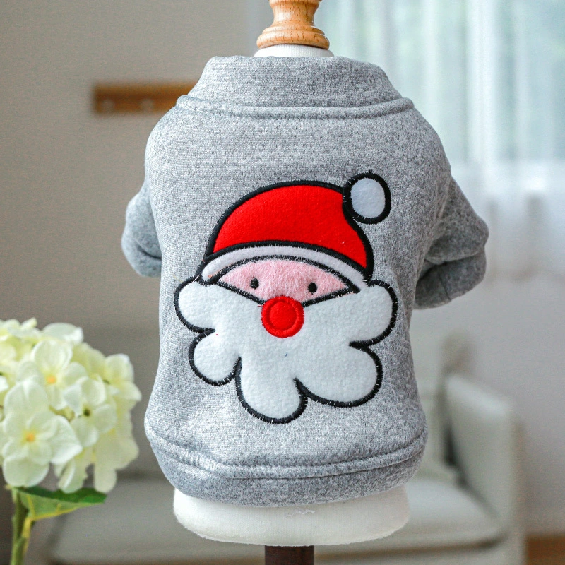 Christmas Santa Dog Sweatshirt Coat Pup Clothes Pet Reindeer Jacket