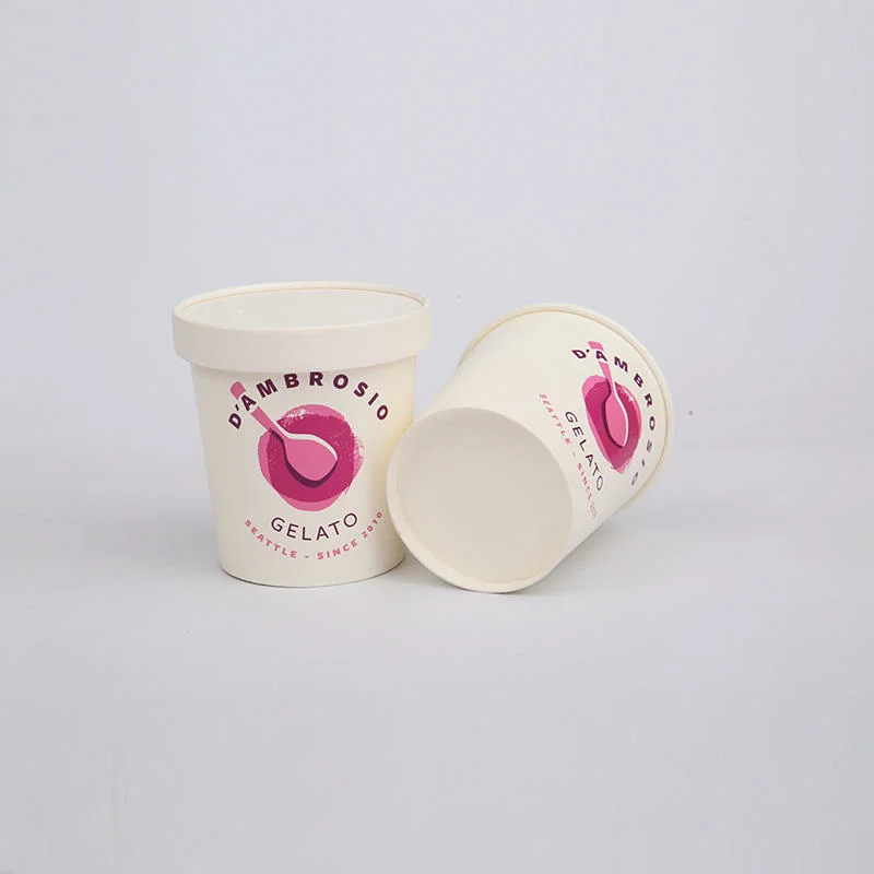 Custom UV Printing Disposable PLA Paper Ice Cream Cup Packaging Boxes