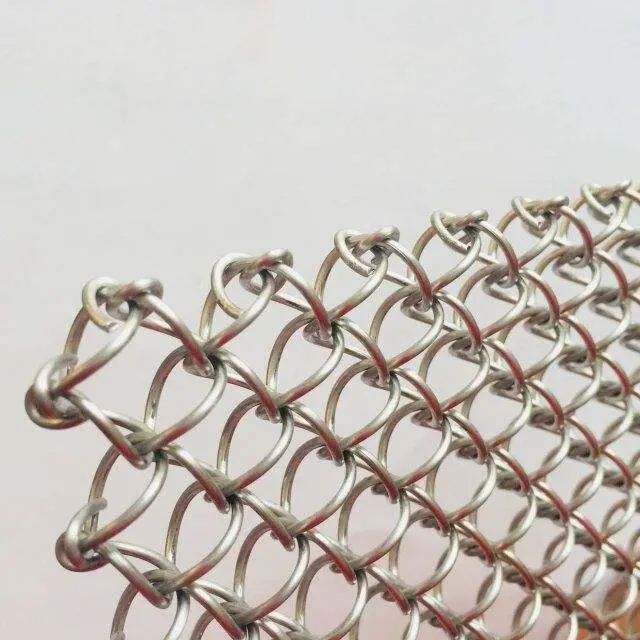 Metallic Aluminium Mesh Fabric Metal Mesh Cloth Curtain Chain Link Mesh for Exhibition Halls Divider