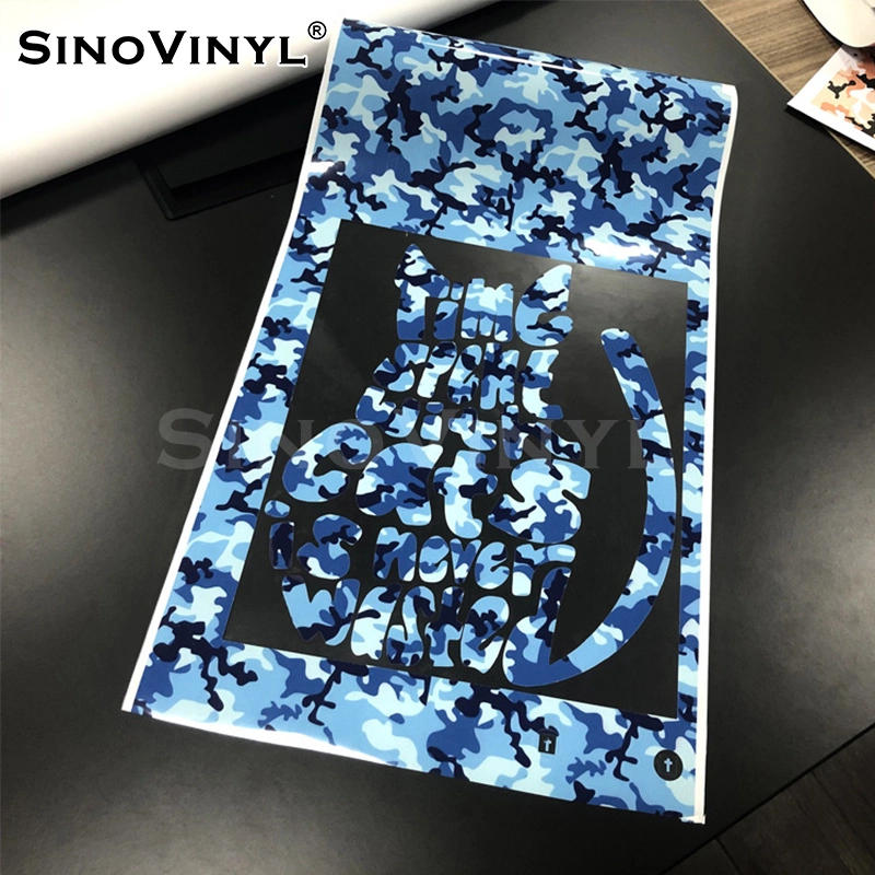 SINOVINYL 0,5X25M Camuflaje Vinilo de transferencia de calor suave de rollo de papel de las Artes y Oficios HTV vinilo para el bricolaje ropa