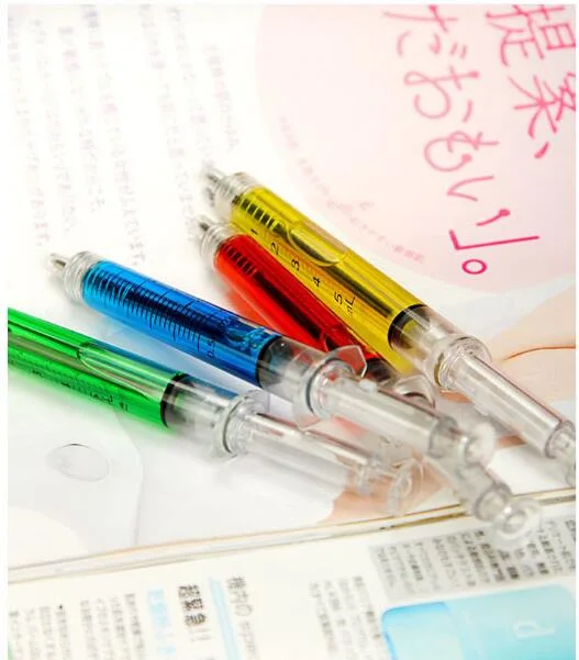 Nouveau style promotion cadeau seringue forme plastique injection bille stylo