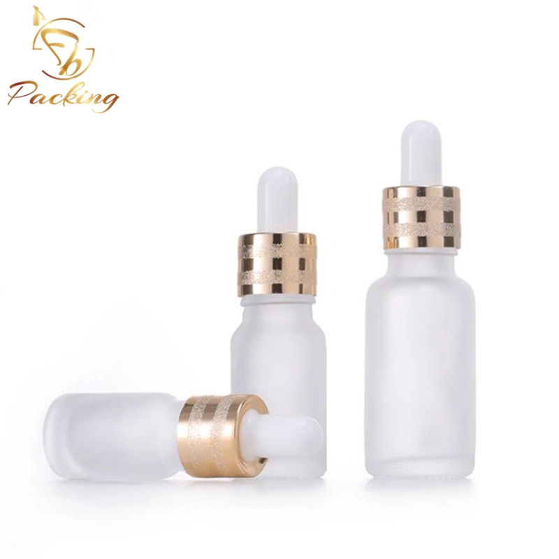 Leere Verpackung 5ml 10ml 20 ml Frosted ätherisches Öl Flasche Mit Glaskappe Gold