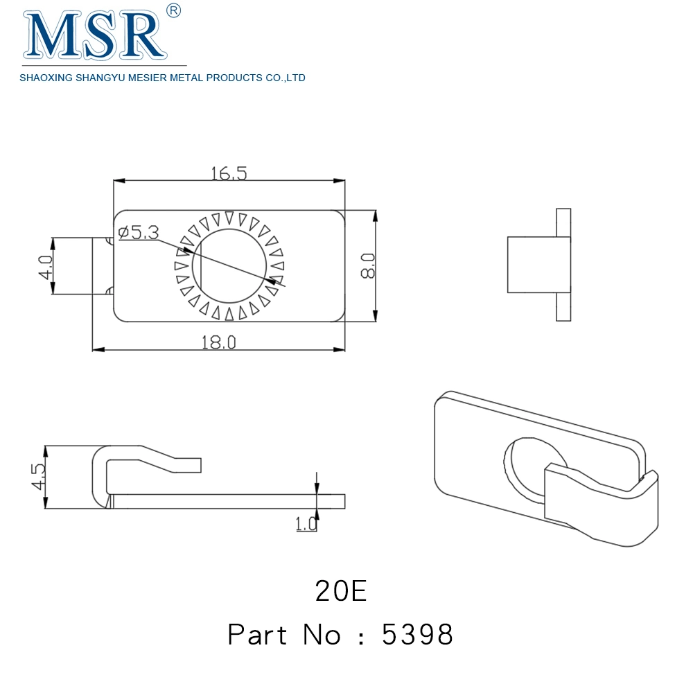 20e Standard End Fasteners Used in GB Profile for Aluminium Profile